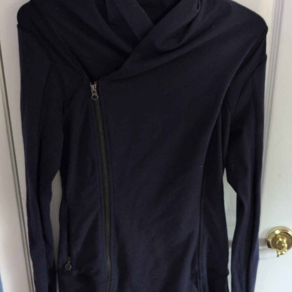 lululemon athletica Blue Cowl Neck, Double Breasted Zip Up Sweater
